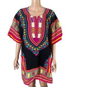 NF Blouse Dashiki Mens Free Size Multicolored Pullover